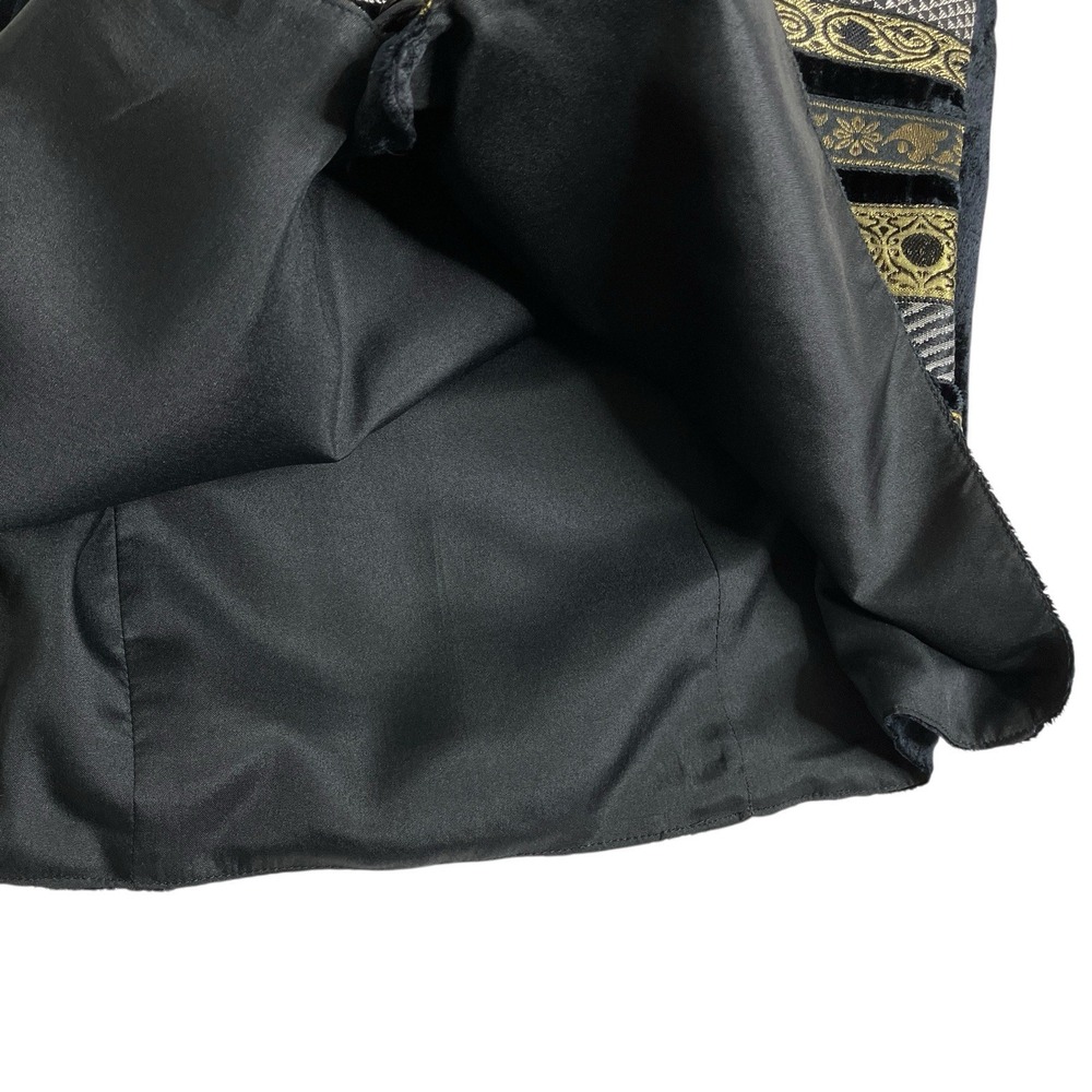 Vintage 90s Khaki Rose Vest Womens L Black Velvet Tapestry Metallic Whimsigoth - Picture 10 of 14